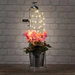 Spetebo LED Solarleuchte LED Solar Deko Wasserhahn mit Blumentopf,...