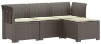 vidaXL Sofaelement 4-Sitzer Garten Sofa mit Kissen Rattan Look PP Hellgrau