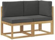 vidaXL Sofaelement Outdoor Mittel- und Ecksofa 2 St&uuml;ck Wei&szlig; Massivholz (2 St)