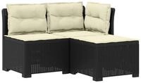 vidaXL Sofaelement 3-Sitzer Garten Sofa mit Kissen Rattan-Look PP Anthrazit