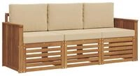 vidaXL Gartenlounge-Set Sofagarnituren 3 stk. Natur und Beige Massivholz,...