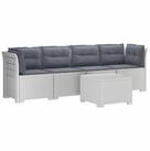 vidaXL Sofaelement 4-Sitzer Gartensofa mit Kissen Rattan Look PP Wei&szlig;