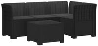 vidaXL Sofaelement 4-Sitzer Garten Sofa mit Kissen Rattan Look PP Anthrazit