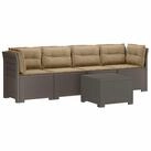 vidaXL Sofaelement 4-Sitzer Gartensofa mit Kissen Rattan Look PP Hellgrau