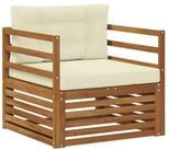 vidaXL Sofaelement Outdoor-Sofa Massives nholz und Polyester Natur und Creme (1...