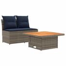 vidaXL Sofaelement 2 St&uuml;ck Garten Mittel Sofa Mit Hochklapptisch Poly-Rattan...