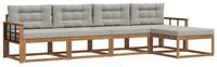 vidaXL Gartenlounge-Set Outdoor-Sofagarnitur 5 stk. Nat&uuml;rlich und Hellgrau,...