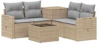 vidaXL Gartensofa Sofa Set 6 stk. Beige und Hellgrau Polyrattan und Stahl, 6...