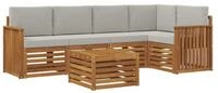 vidaXL Gartenlounge-Set Outdoor-Sofagarnitur 6 stk. Nat&uuml;rlich und Hellgrau