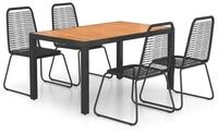 vidaXL Garten-Essgruppe 5-tlg. Garten-Essgruppe PVC Rattan Schwarz und Braun,...