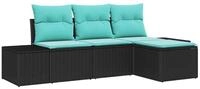 vidaXL Gartenlounge-Set Sofa Set 4 stk. Schwarz [Synthetisch]: Poly Rattan,...