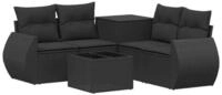 vidaXL Gartensofa Sofa Set 6 stk. Schwarz Polyrattan und Stahl, 6 Teile