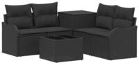 vidaXL Gartensofa Sofa Set 6 stk. Schwarz Polyrattan und Stahl, 6 Teile