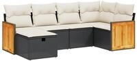 vidaXL Gartenlounge-Set 6-tlg. Garten-Sofagarnitur mit Kissen Schwarz Poly...
