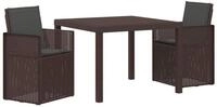 vidaXL Gartenlounge-Set Garten Essgruppe 3 stk. Braun und Anthrazit PP, (3-tlg)