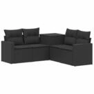 vidaXL Gartensofa Sofa Set 5 stk. Schwarz Polyrattan und Stahl, 5 Teile