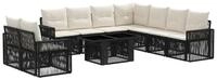 vidaXL Gartensofa Gartensofa-set 10 stk. Schwarz und Cremewei&szlig; Poly-Rattan, 10...