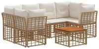 vidaXL Gartenlounge-Set Outdoor-Sofagarnitur 7 stk. Nat&uuml;rlich und Cremwei&szlig;