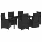 vidaXL Garten-Essgruppe Outdoortisch-Set 7 stk. Schwarz Poly-Rattan, (7-tlg)