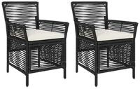 vidaXL Gartenstuhl Gartenstuhl 2 stk. Schwarz und Creme Poly-Rattan (2 St)