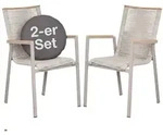 MR.DEKO Gartenstuhl 2er Set Gartensessel Stapelstuhl Alicante beige mit...