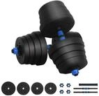 vidaXL Hantel-Set, 2-in-1 Hantelset Schwarz und Blau 121 x 19,5 x 19,5 cm