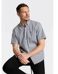 BOSS Kurzarmhemd Button-down-Kragen Regular Fit, Baumwollmix blau L (41/42)