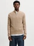 Troyer JACK & JONES "JJPANNEL KNIT HALF ZIP AW26", Herren, Gr. L, beige...