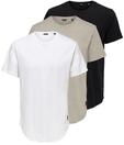 T-Shirt ONLY & SONS "ONSMATT LONGY SS TEE 3-PACK", Herren, Gr. S, bunt (schwarz