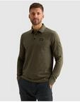 Langarm-Poloshirt PME LEGEND, Herren, Gr. M, gr&uuml;n (kalamata), Web, Obermaterial: 95%