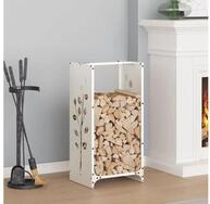 vidaXL Kaminholzregal, Brennholzregal Wei&szlig; 40x30x80 cm Kaltgewalzter Stahl