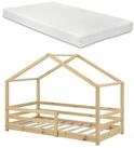en.casa Kinderbett, &raquo;Kn&auml;tten&laquo; Hausbett mit Matratze 90x200cm Kiefernholz...