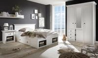 Furn.Design Schlafzimmer-Set Hooge, (in Pinie wei&szlig; Landhaus, mit Bett 140x200...