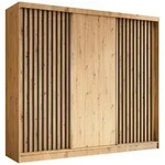 Masseno Schwebet&uuml;renschrank LAMELLO 240 cm Kleiderschrank 3 T&uuml;ren Eiche...