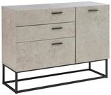 en.casa Sideboard, &raquo;Lavangen&laquo; mit 3 Schubladen 75x100x35 cm Betonoptik, hell