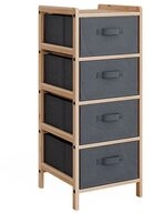 Vicco Midischrank Bruno, Grau/Holz, 34.5 x 86 cm mit 4 Stoffschubladen (1-St)