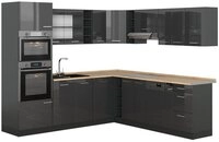 Vicco Winkelk&uuml;che R-Line, Anthrazit Hochglanz/Anthrazit, 247 x 237 cm, AP Eiche