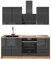 Vicco K&uuml;chenzeile Fame-Line, Anthrazit Hochglanz/Goldkraft Eiche, 190 cm, AP...