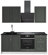 Vicco K&uuml;chenzeile Fame-Line, Gr&uuml;n-Gold Landhaus/Wei&szlig;, 190 cm ohne...