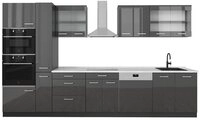 Vicco K&uuml;chenzeile R-Line, Anthrazit Hochglanz/Anthrazit, 350 cm, AP Marmor