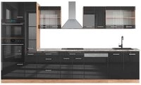 Vicco K&uuml;chenzeile R-Line, Anthrazit Hochglanz/Goldkraft Eiche, 350 cm mit