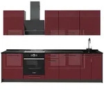 Vicco K&uuml;chenzeile Fame-Line, Bordeaux Hochglanz/Anthrazit, 280 cm, AP Anthrazit rot