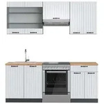 Vicco K&uuml;chenzeile Fame-Line, Wei&szlig; Landhaus/Anthrazit, 200 cm, AP Eiche wei&szlig;