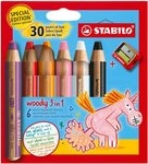 STABILO Buntstift STABILO Woody 3in1 Einhorn Edition 6er Pack mit Spitzer