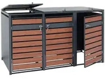 PROREGAL&reg; M&uuml;lltonnenbox XL 3er/6er-M&uuml;lltonnenverkleidung 117x215x98cm Metall...