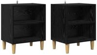 vidaXL Bett Bettschrank 2 Stk. Schwarz Eichen-Optik 40 x 30 x 50 cm (2-tlg)