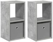 vidaXL Nachttisch Nachttisch 2 stk. Beton Grau 25,5 x 22 x 49,5 cm Holzwerkstoff