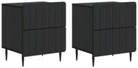 vidaXL Nachttisch 43 x 34,5 x 49,5 cm Nachttisch 2er Set Nachtschrank Schwarz