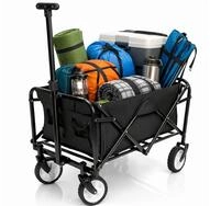 BigDean Bollerwagen faltbar bis 80kg grau/schwarz - kompakter Transportwagen...