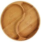 BRIZOLL Dekoteller &Oslash;28cm Servierplatte aus nat&uuml;rlichem Holz (mit 2 geteilten